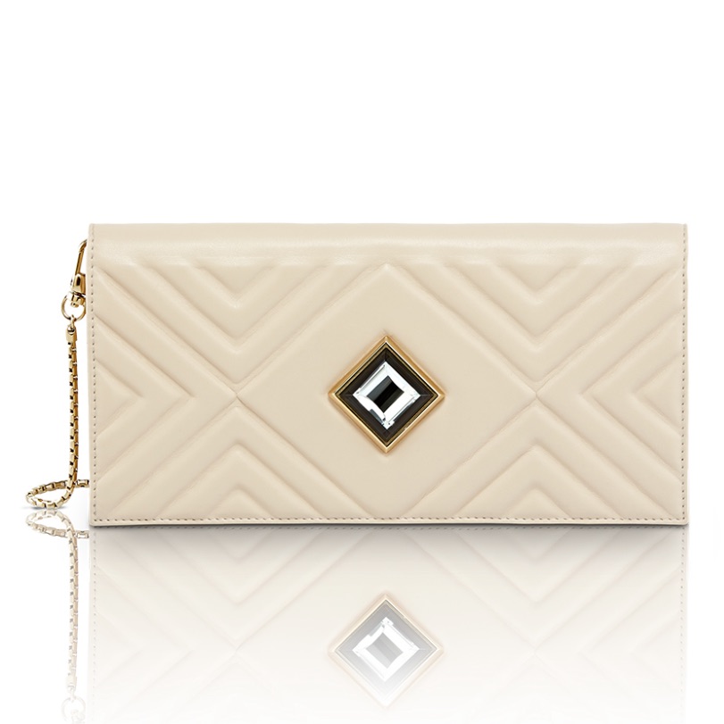 Nwt Kristina George Ivory Leather Crossbody Clutch Handbag, $370